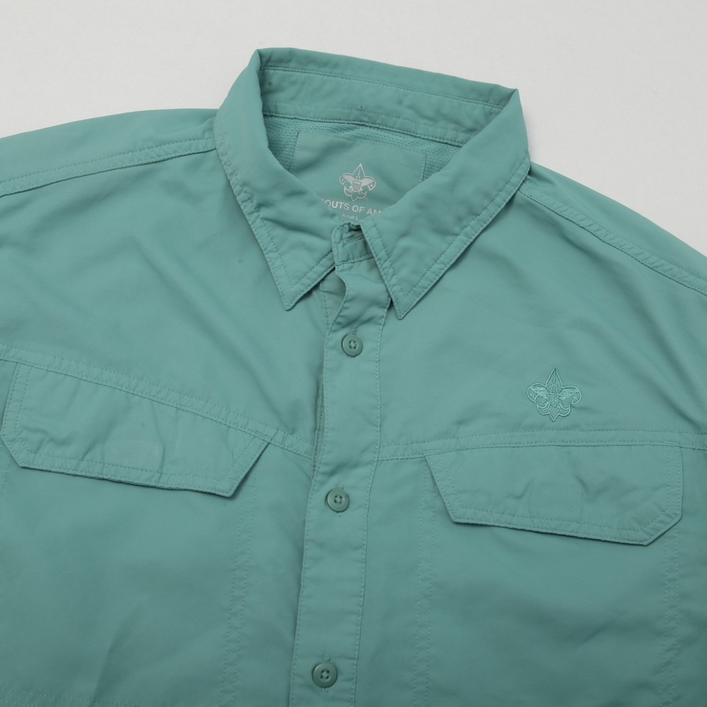 Boy Scouts of America Adult L Teal Green Short Sleeve Uniform Shirt BSA